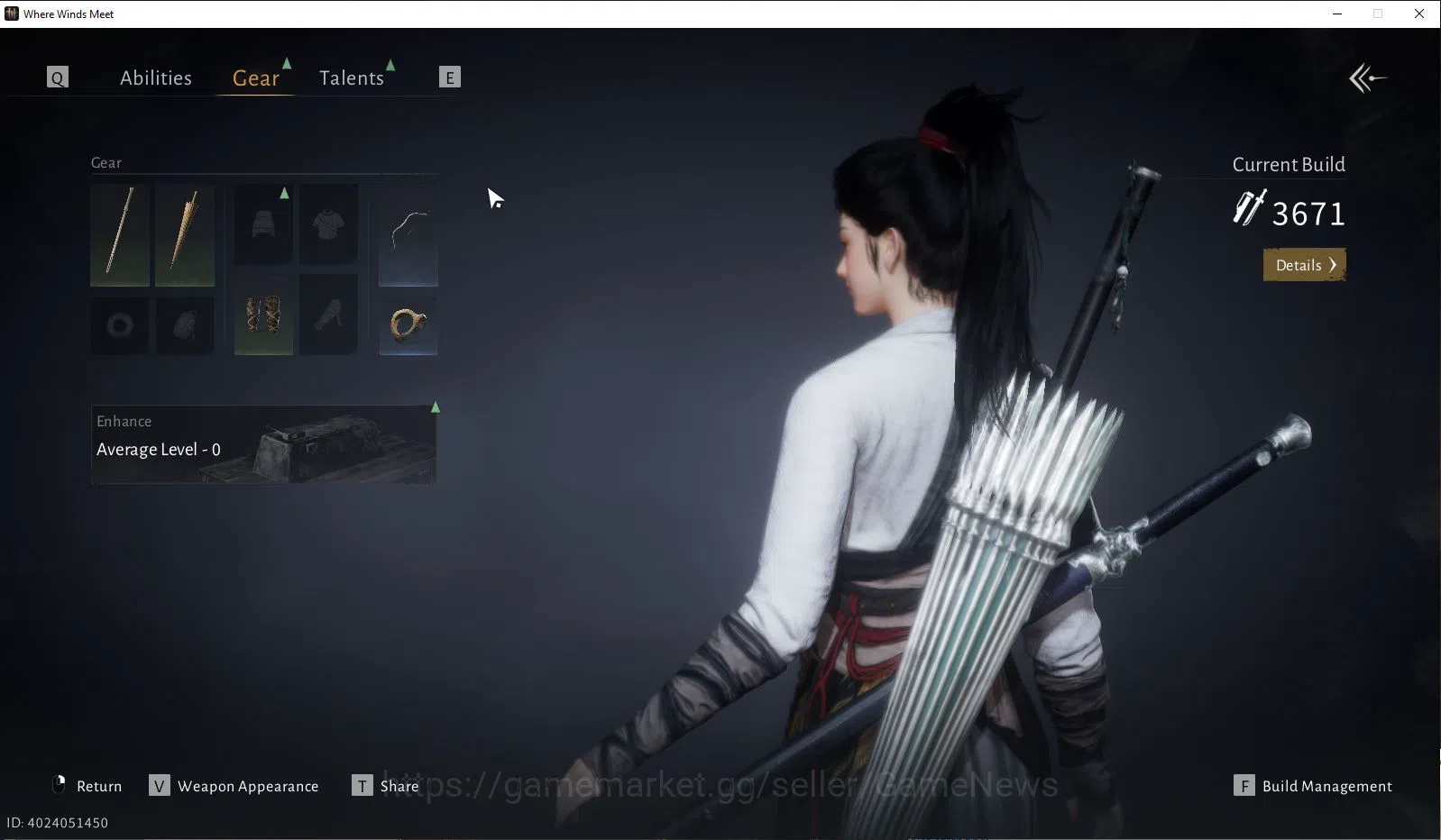 Where Winds Meet Accounts GLOBAL|Lv 5| Starter |GS 3671|1 Harmonic Core Vernal Umbrella + Nameless Sword|Low Explore|Female 6