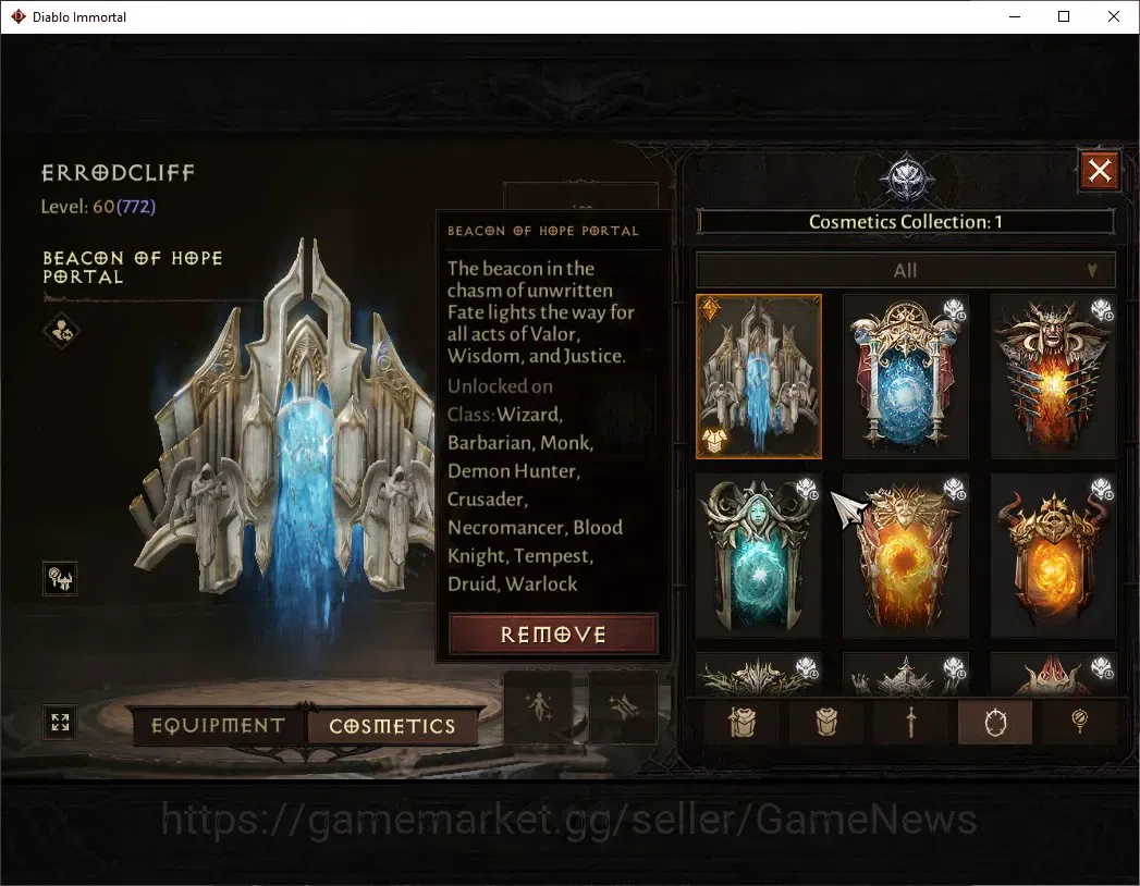 Diablo Immortal Accounts High-End EU - Aranoch|CS ON|Lv 60 (772)|Druid|CR 42k|Reso 600|Paragon Vanquisher|Inferno V|3 10