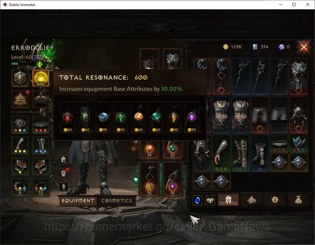 Diablo Immortal Accounts High-End EU - Aranoch|CS ON|Lv 60 (772)|Druid|CR 42k|Reso 600|Paragon Vanquisher|Inferno V|3 4