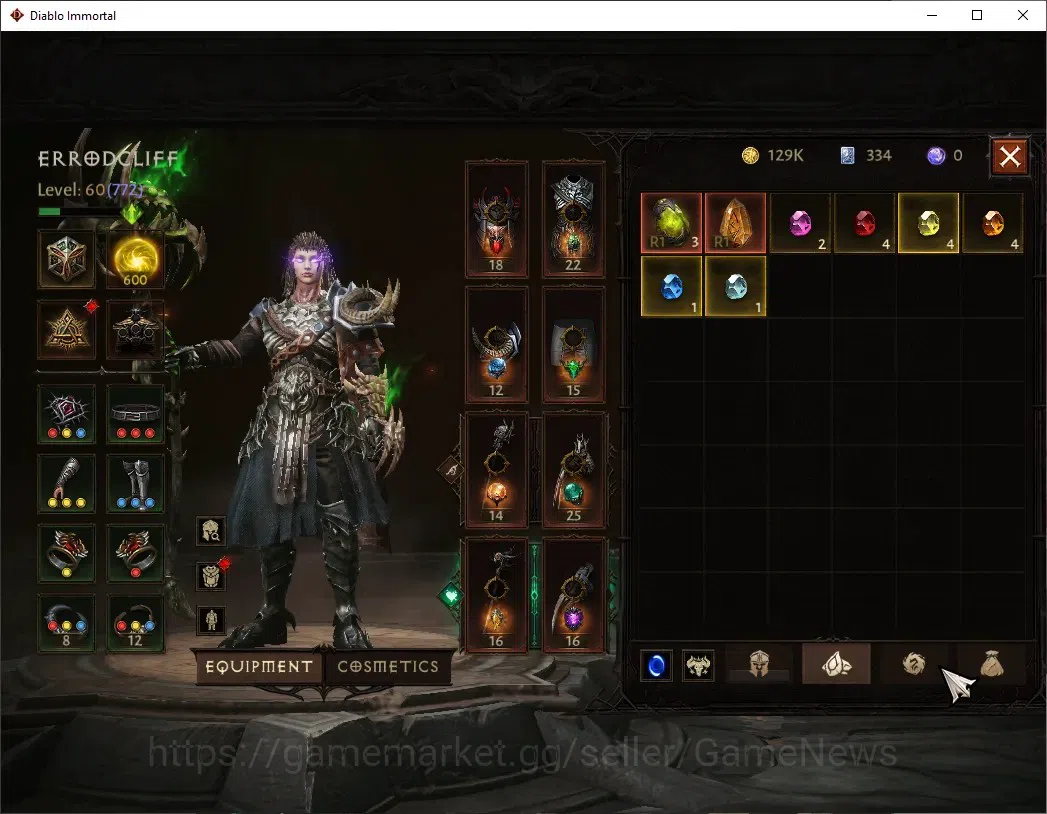 Diablo Immortal Accounts High-End EU - Aranoch|CS ON|Lv 60 (772)|Druid|CR 42k|Reso 600|Paragon Vanquisher|Inferno V|3 6