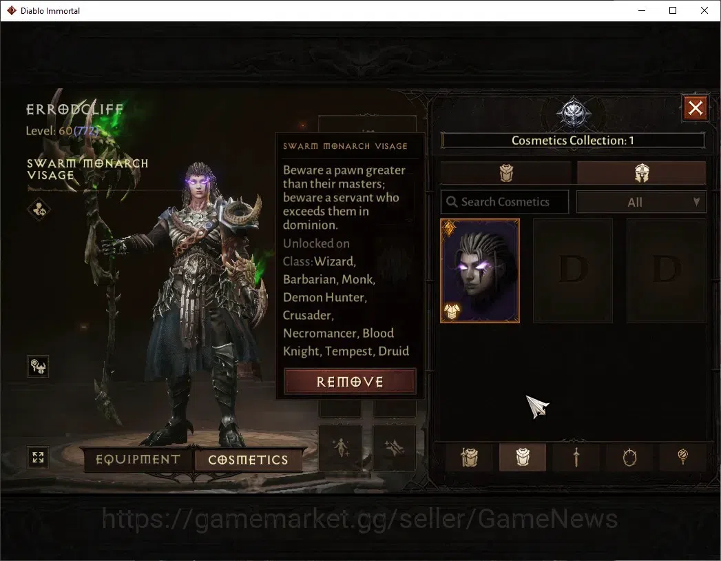 Diablo Immortal Accounts High-End EU - Aranoch|CS ON|Lv 60 (772)|Druid|CR 42k|Reso 600|Paragon Vanquisher|Inferno V|3 8
