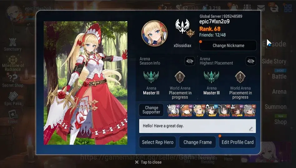 Epic Seven Accounts High-End Global Unverif|14ML(Salome,LOTScales,NMLuna,RoLight,etc)+Rinak[301 2