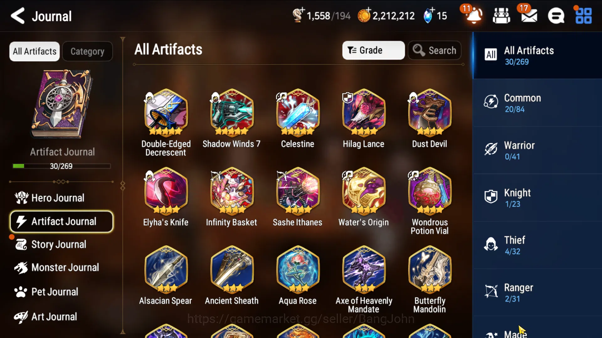 Epic Seven Accounts Others Global Unverif|2ML(Spirit Eye Celine, Requiem Roana)Collab Stark|PoH+Bless ON|Stigma 7,7K|Check 11