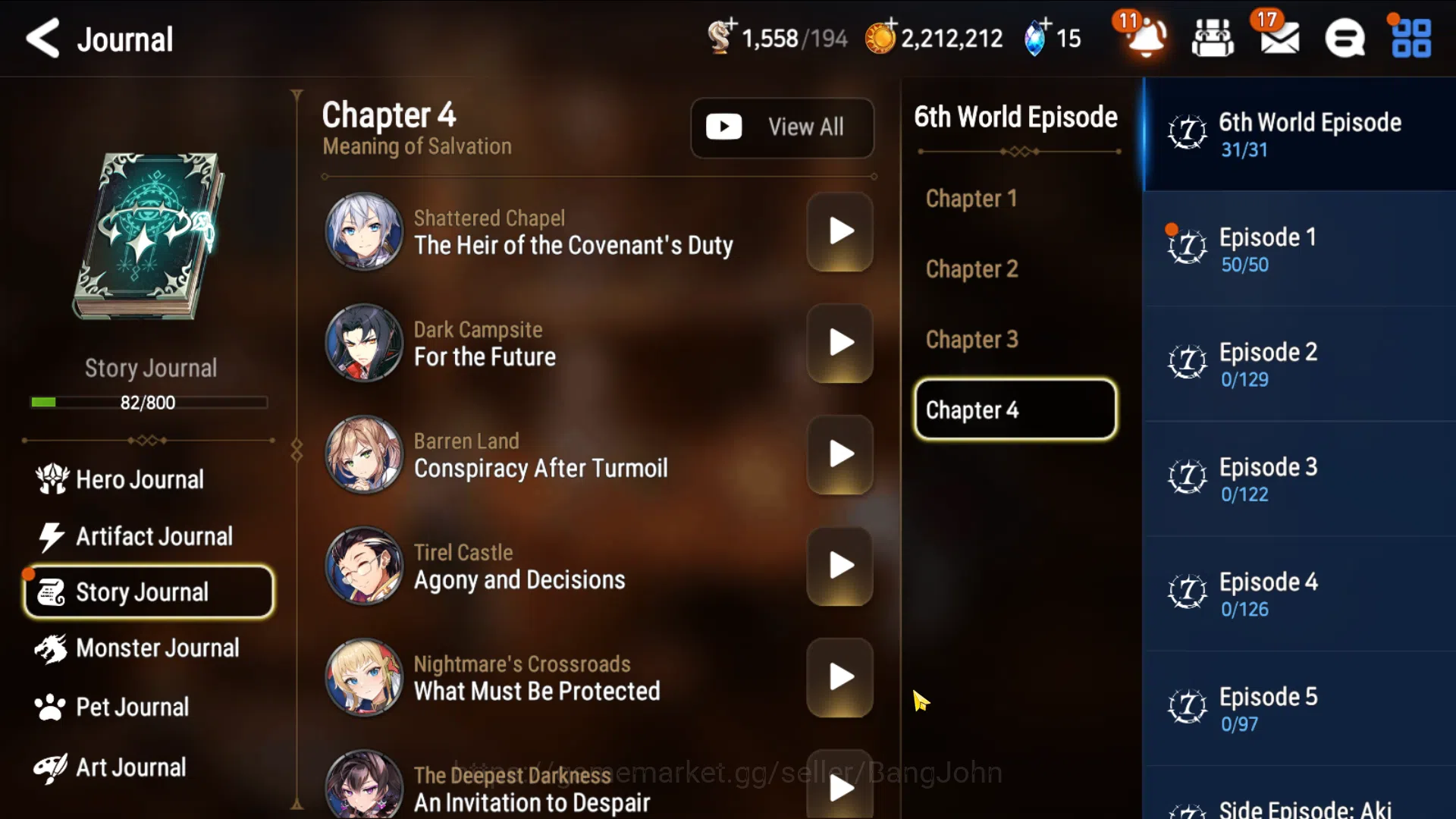 Epic Seven Accounts Others Global Unverif|2ML(Spirit Eye Celine, Requiem Roana)Collab Stark|PoH+Bless ON|Stigma 7,7K|Check 12