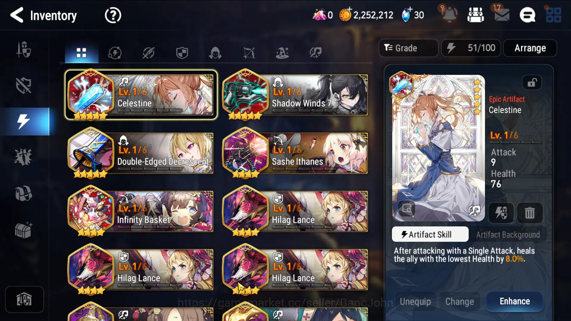 Epic Seven Accounts Others Global Unverif|2ML(Spirit Eye Celine, Requiem Roana)Collab Stark|PoH+Bless ON|Stigma 7,7K|Check 2