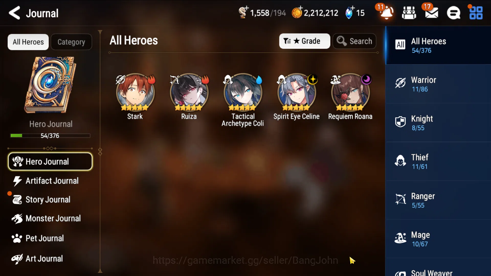 Epic Seven Accounts Others Global Unverif|2ML(Spirit Eye Celine, Requiem Roana)Collab Stark|PoH+Bless ON|Stigma 7,7K|Check 6