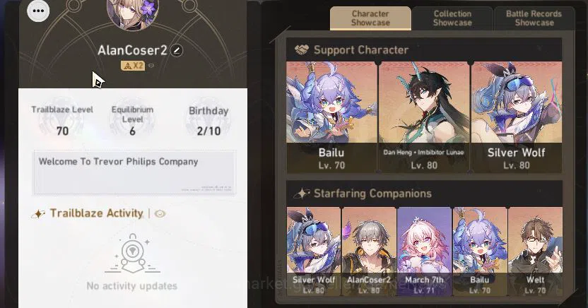 Honkai Star Rail Mid Game Asia|TL 70|13 Limited|TheHerta,Acheron+Sign Firefl image 1