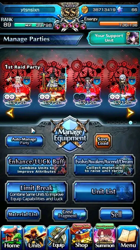 Grand Summoners Accounts End-Game Global|Rank 89|21 Ascend+8 TW|(Chloe,Frieren,Kyoko,Isliid HP,RR Rimuru,Illya,Miyu,Saber 2