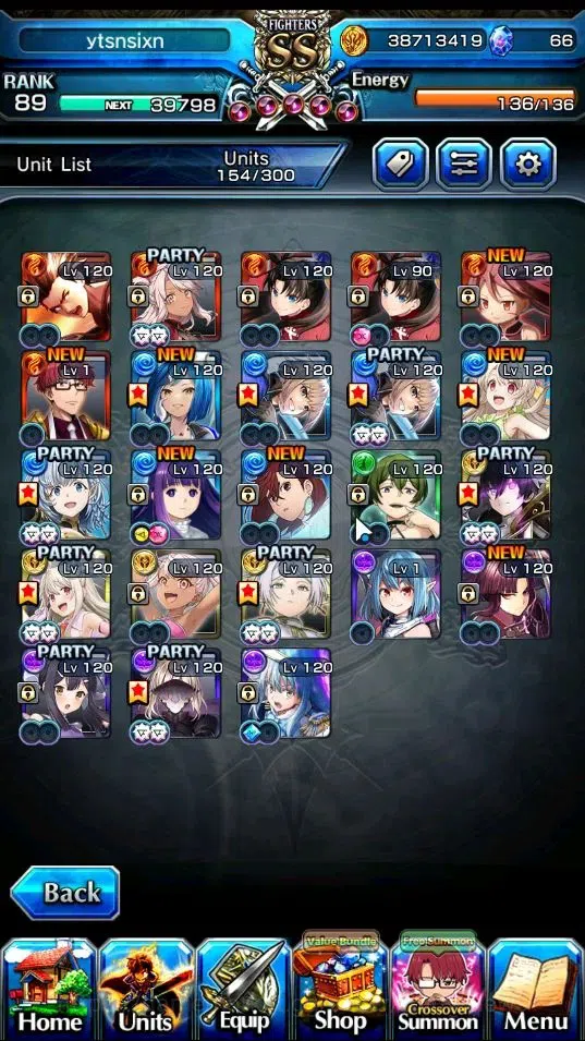 Grand Summoners Accounts End-Game Global|Rank 89|21 Ascend+8 TW|(Chloe,Frieren,Kyoko,Isliid HP,RR Rimuru,Illya,Miyu,Saber 3