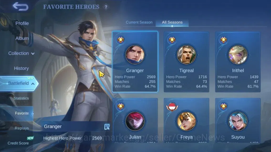 Mobile Legends: Bang Bang Accounts Hero 64|Skin 88|LightBorn Granger,Myst(Lesley,Silv image 5
