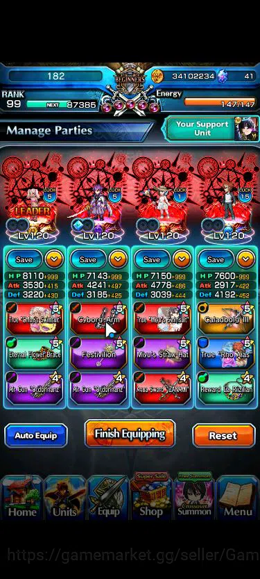 Grand Summoners Mid-Game Global|Rank 99|27 Ascend+4 TW|[S Miyu,Emiya,Fren,C image 1