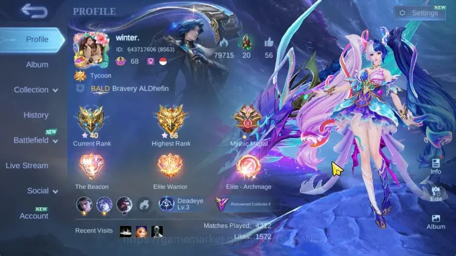 Mobile Legends: Bang Bang Accounts Hero 122|Skin 256|116 Dm|Legend Layla,Allstar Mosk image 2