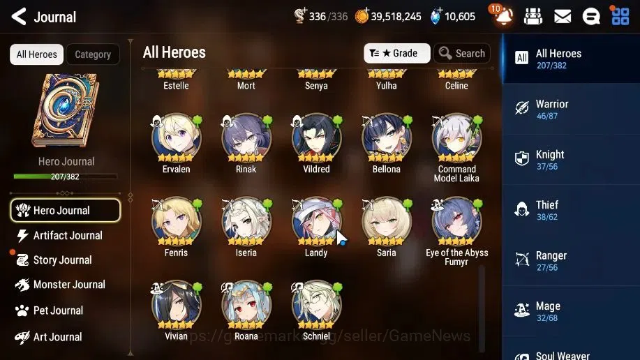 Epic Seven Accounts High-End GLOBAL UnVerif|19 ML(Notos,SN Yulha,Salome,Harseti,RnL)+Estele,Rinak,Setsuka,Etc|AUTO WG 11