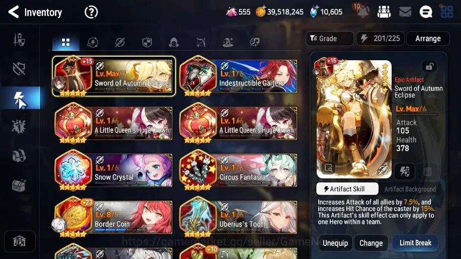 Epic Seven Accounts High-End GLOBAL UnVerif|19 ML(Notos,SN Yulha,Salome,Harseti,RnL)+Estele,Rinak,Setsuka,Etc|AUTO WG 15