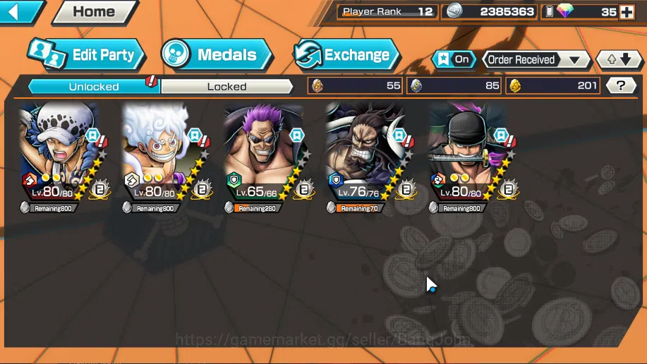 One Piece Bounty Rush Accounts Global | 5 EX | Rank 12 | Trafalgaar Law, 4emperor image 2