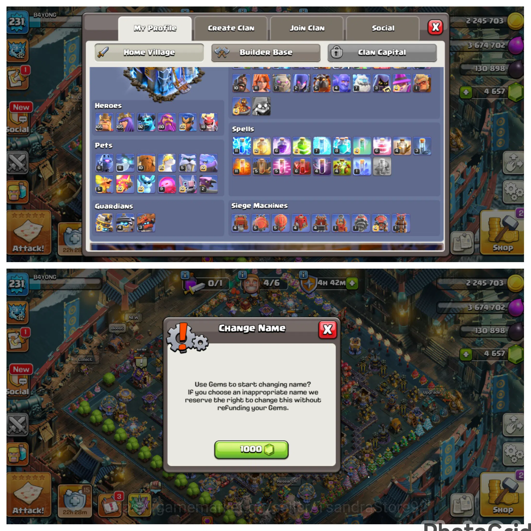 Clash of Clans Accounts High-End FLASH SALE TH 18 LVL 231 MAXED FASE 2 EX LEGEND LEAGUE|4 HERO MAXED|EPIC MANY MAX|BH 2
