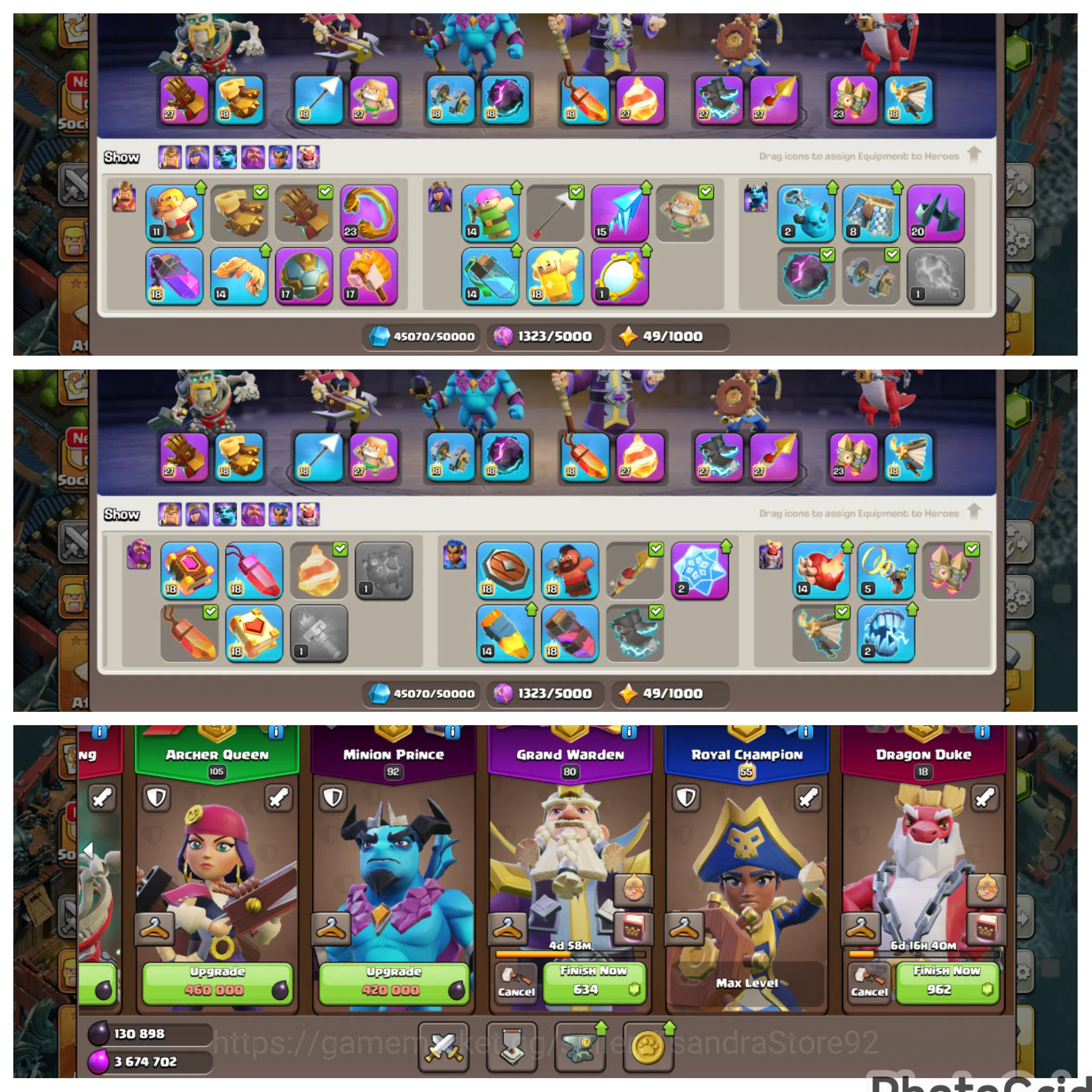 Clash of Clans Accounts High-End FLASH SALE TH 18 LVL 231 MAXED FASE 2 EX LEGEND LEAGUE|4 HERO MAXED|EPIC MANY MAX|BH 3