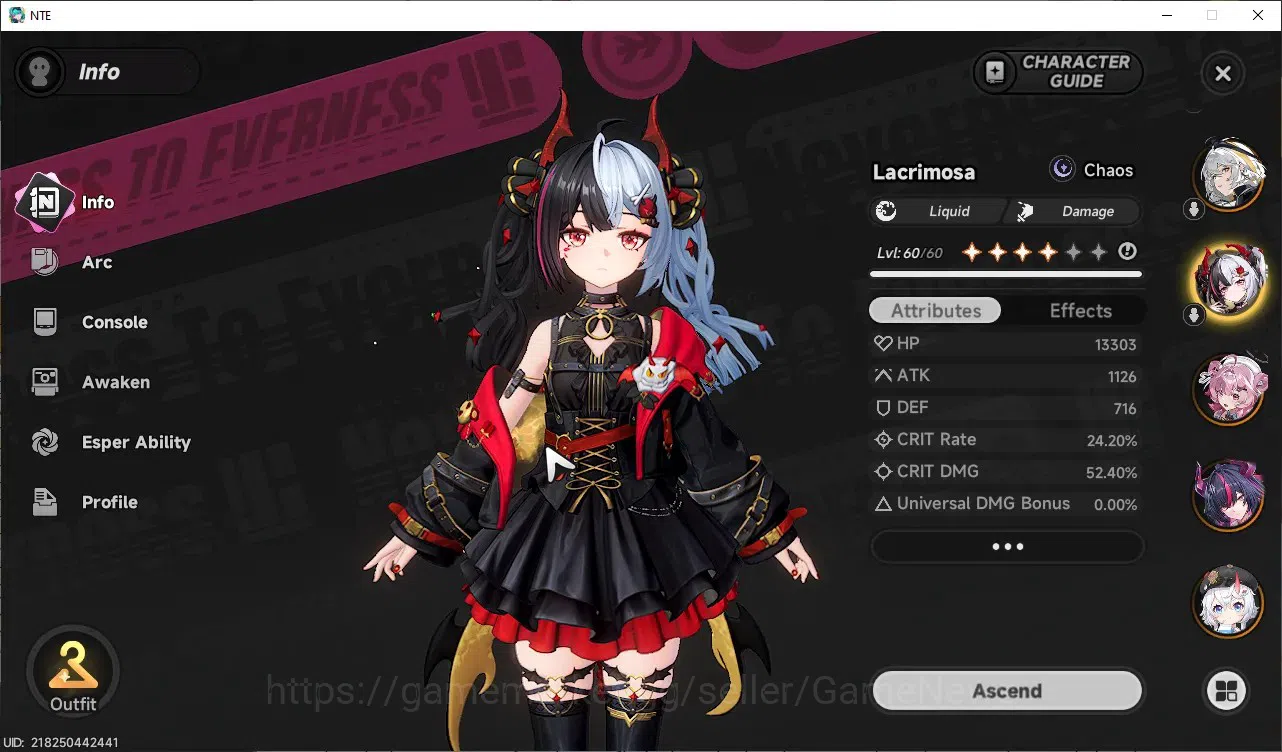 Neverness to Everness Accounts Global SEA|HL42|TL27|6 SSR(Lacrimosa+Outfit,Shinku,HathorA1,ChizA1,etc)+Sign|1 4