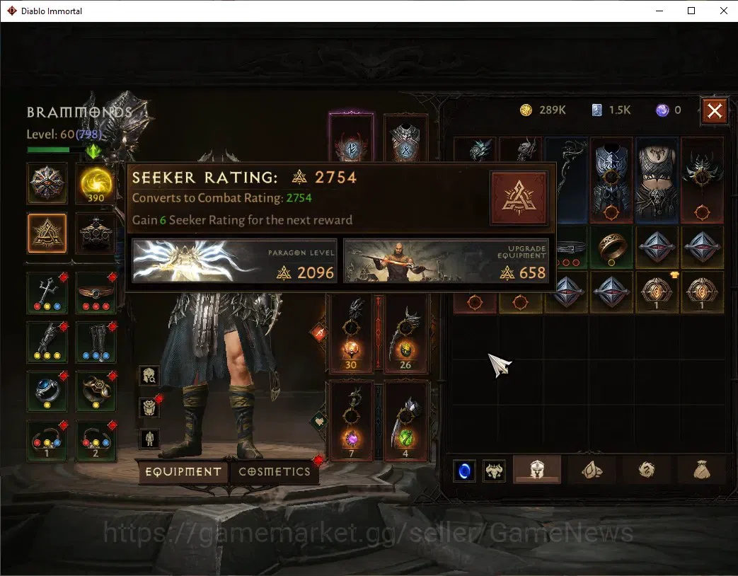Diablo Immortal Accounts High-End SEA-Verathiel |CS ON|Lv 60 (798)|Druid|CR 41k|Reso 390|Vanquisher|Inferno II|Many 4