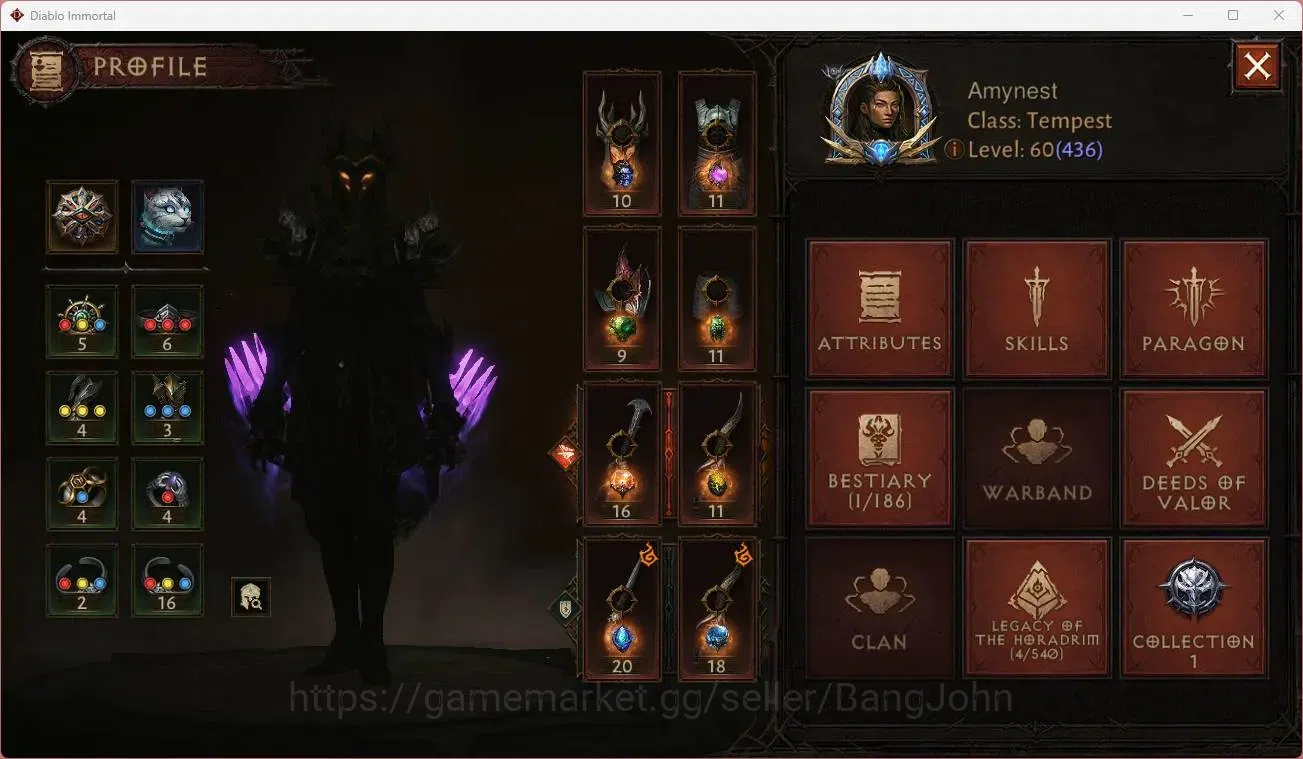 Diablo Immortal Accounts Others EU - Secheron |60 (436) Tempest - Maledictor|CR 32.5K|Reso 480|Inferno I|Lv 30 (1 1