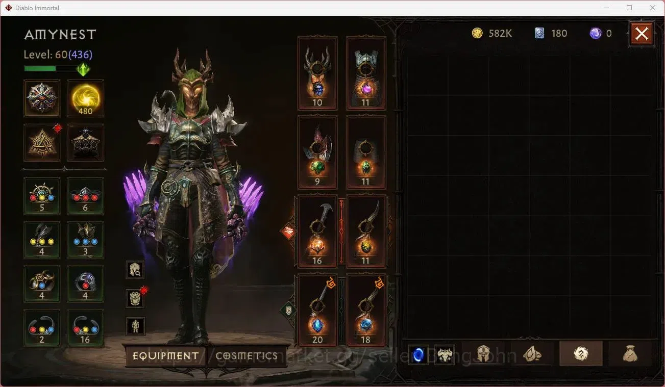 Diablo Immortal Accounts Others EU - Secheron |60 (436) Tempest - Maledictor|CR 32.5K|Reso 480|Inferno I|Lv 30 (1 10