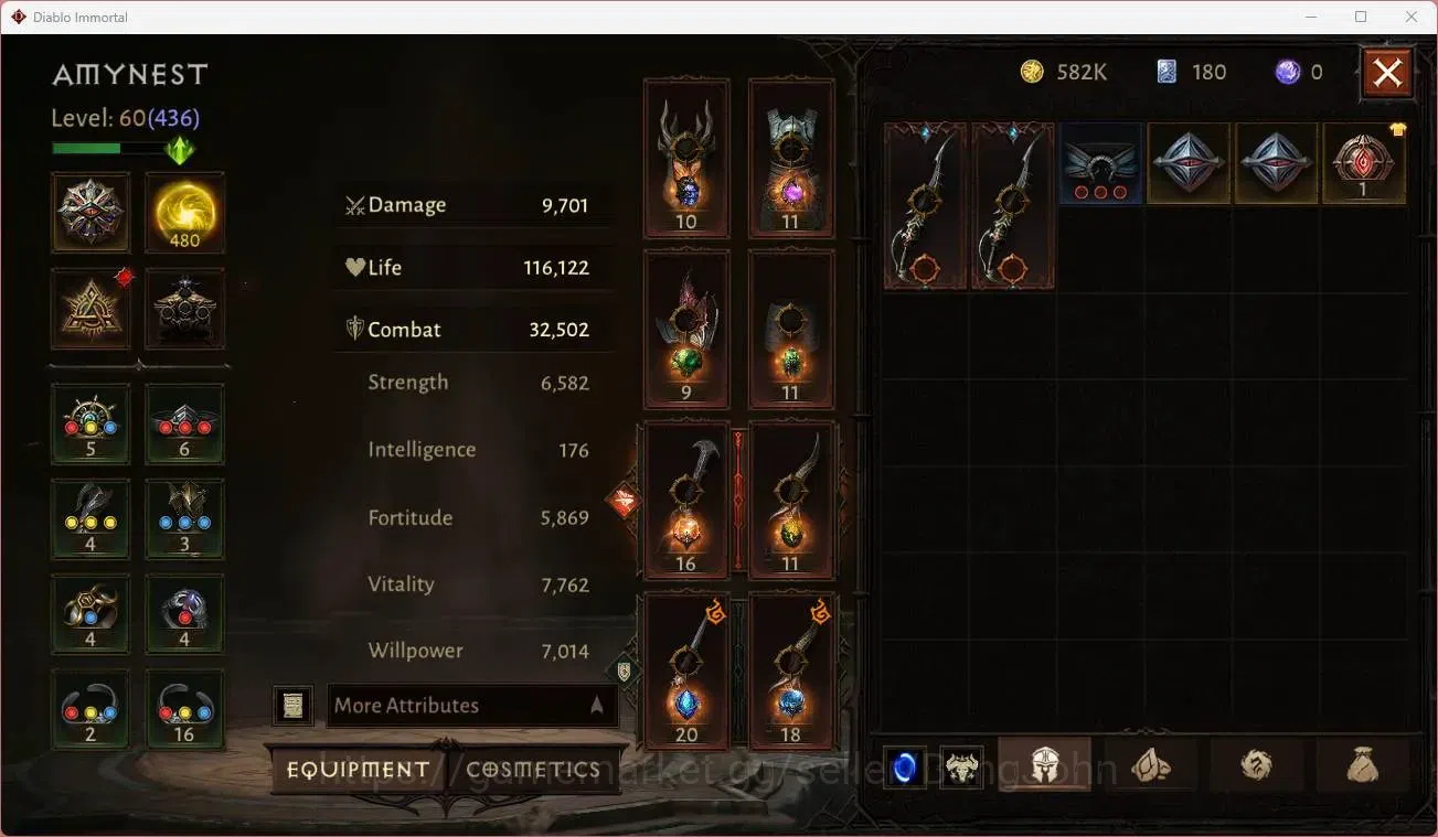 Diablo Immortal Accounts Others EU - Secheron |60 (436) Tempest - Maledictor|CR 32.5K|Reso 480|Inferno I|Lv 30 (1 6