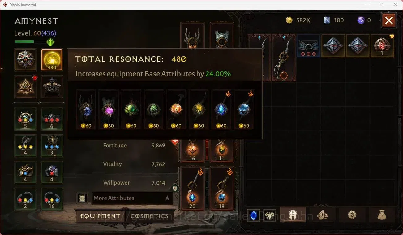 Diablo Immortal Accounts Others EU - Secheron |60 (436) Tempest - Maledictor|CR 32.5K|Reso 480|Inferno I|Lv 30 (1 7
