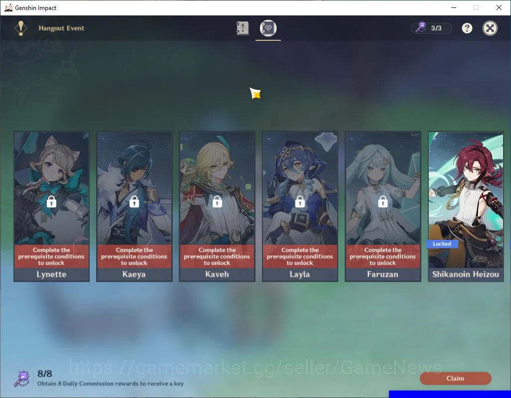 Genshin Impact Accounts Mid Game ASIA|AR 57|8 Limited +4(5*Weapon)|Furina,Arlecchino,Raiden,Yelan,Etc|1skin|MC Male|Take 14