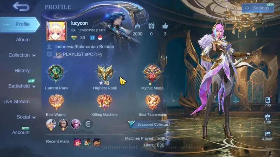 Mobile Legends: Bang Bang Accounts Hero 78|Skin 102|Covenant Benedetta,S.A.B.E.R Sabe image 3