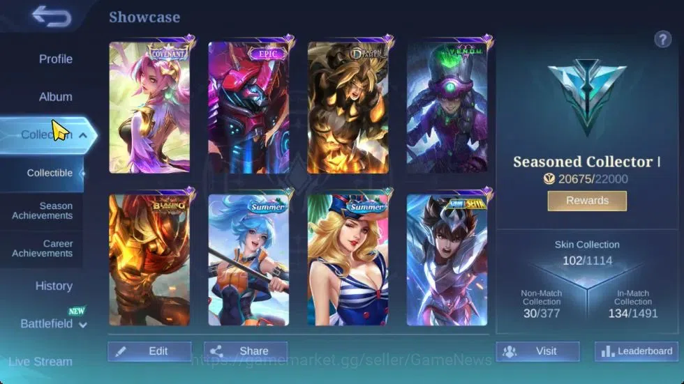 Mobile Legends: Bang Bang Accounts Hero 78|Skin 102|Covenant Benedetta,S.A.B.E.R Sabe image 4