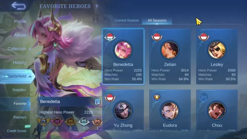 Mobile Legends: Bang Bang Accounts Hero 78|Skin 102|Covenant Benedetta,S.A.B.E.R Sabe image 6