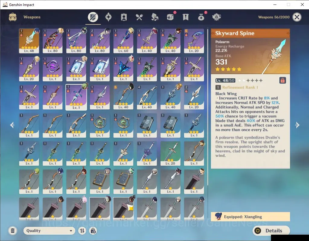 Genshin Impact Accounts ASIA|AR 47|Rate ON|2 Limited + 1 (*5Weapon)|Yelan+ image 4