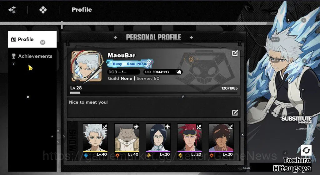 BLEACH: Soul Resonance Accounts Nuverse SEA|Lv 28| 2 SSR (Toshiro Hitsugaya+Sign W image 1