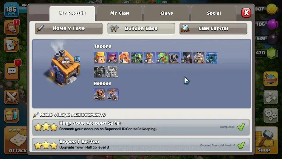 Clash of Clans Accounts LV 186|TH 14 MAX-BH 8|HH 8|Limited Skin|BK 77,AQ 7 image 6