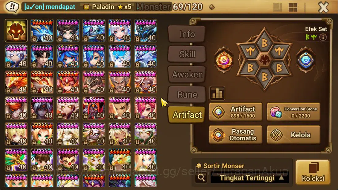 Summoners War: Sky Arena Accounts End-Game ASIA Lv 100|2 LD (Pater,Manannan)| 33 NB5 Total(Abellio,Sonia,Theodora,Etc)+65 11