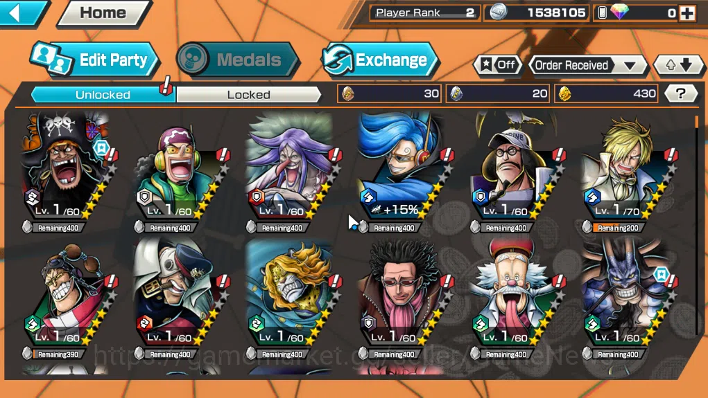 One Piece Bounty Rush Accounts Global|4EX|BMO Kiado,GP Edward Newgate,BP Kuzan,T4 image 4