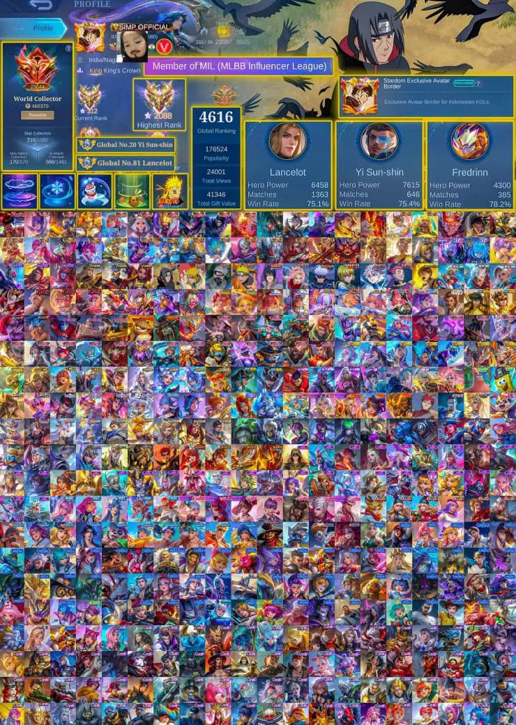 Mobile Legends: Bang Bang Accounts Smurf LUXURY ID || 2000+ STARS || STARDOM BORDER || HIGH Win rate || GLOBAL RANKING 1