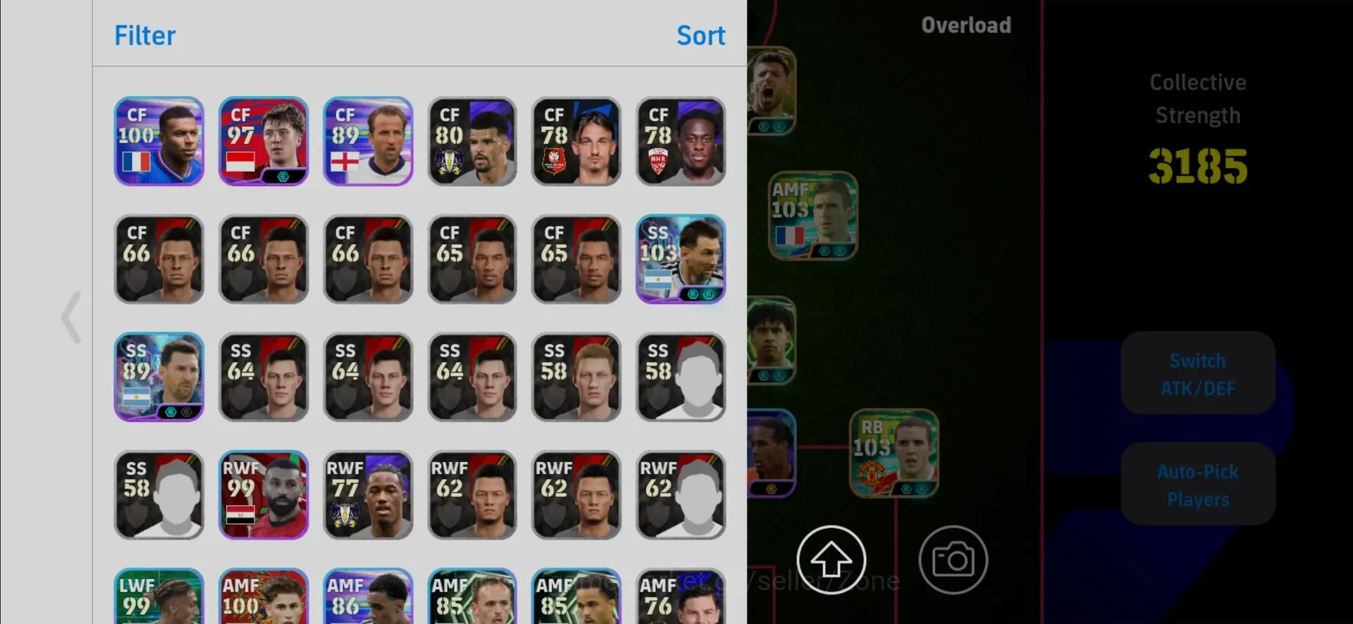 Buy eFootball Accounts - Mobile | PW 3185 | Epic Baggio,Cantona