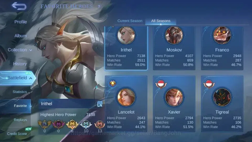 Mobile Legends: Bang Bang Accounts Global|Hero 83|Skin 100|Seasoned|CC Natalia|Gara|S image 2
