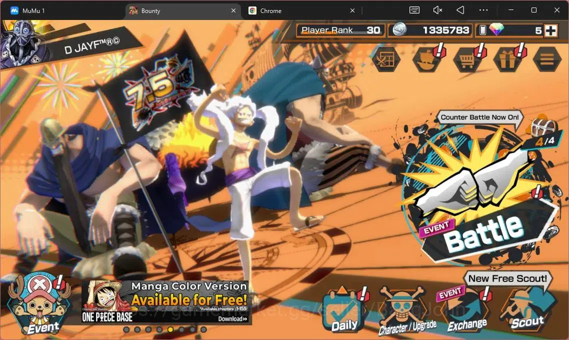 One Piece Bounty Rush Accounts High-End Global |EX 6|PR 30|GF MonkeyD.Luffy Max,TFE MonkeyD.Luffy Max,KOP GolD.Roger Max,WF 1