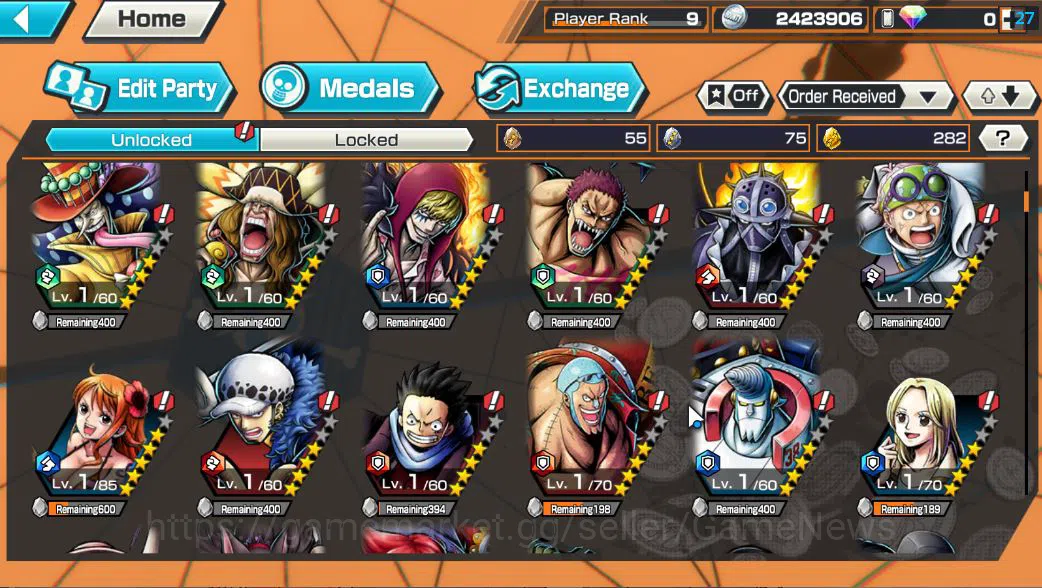 One Piece Bounty Rush Accounts Starter Global|6 EX|BP Kuzan,T5E St. Saturn,TFE Monkey D. Luffy,Raid Onigashima roronoa 7