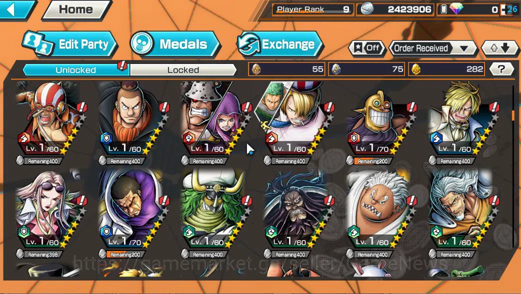 One Piece Bounty Rush Accounts Starter Global|6 EX|BP Kuzan,T5E St. Saturn,TFE Monkey D. Luffy,Raid Onigashima roronoa 8