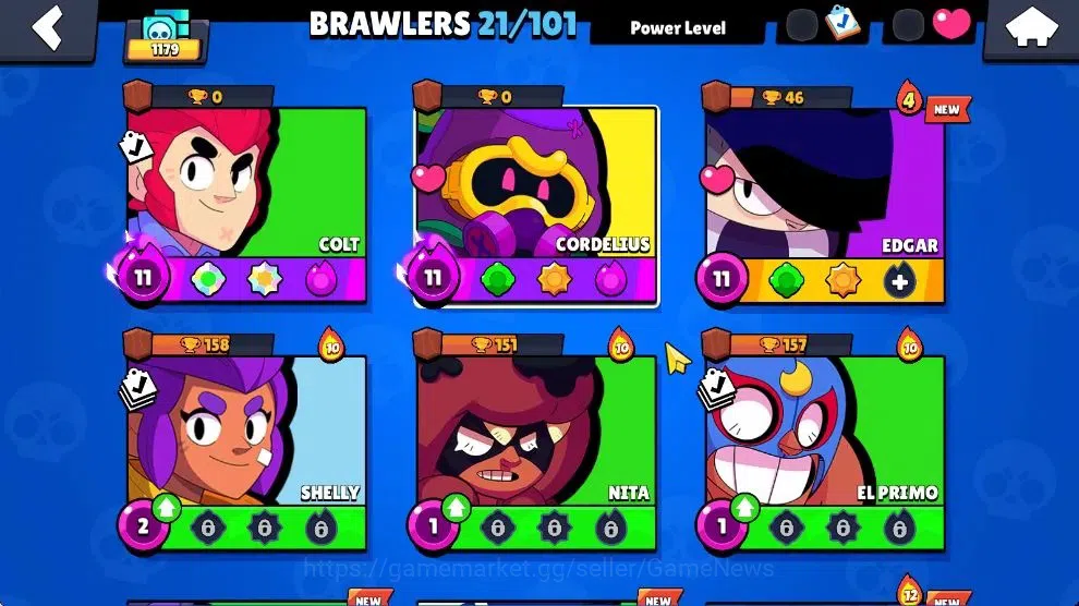 Brawl Stars Accounts 1179 Trophy|23K Bling 133 Gem|21 Brawlers 3 Max Lvl| 1 Myth Skin [Cerberus Tick] 5 Epic [DJ EMZ,DK 5