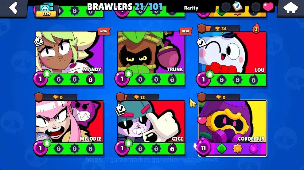 Brawl Stars Accounts 1179 Trophy|23K Bling 133 Gem|21 Brawlers 3 Max Lvl| 1 Myth Skin [Cerberus Tick] 5 Epic [DJ EMZ,DK 6