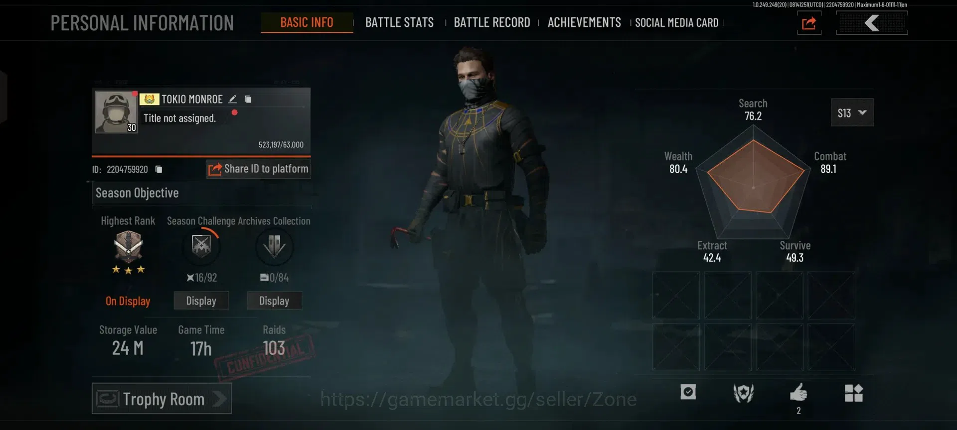 Arena Breakout Accounts High-End Mobile|LV 30|SV 24M|CV 20.2M|AL Assault,Royal kit,Crowbar|DF AKM,M4A1,MDR,Vector 1