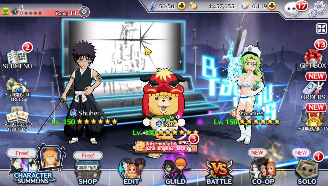 Bleach: Brave Souls Accounts Starter [GLOBAL]6K Orbs |TYBW [Candice,Kensei,Kirio,Chojiro,Uryu],Kon New Year,Renewd