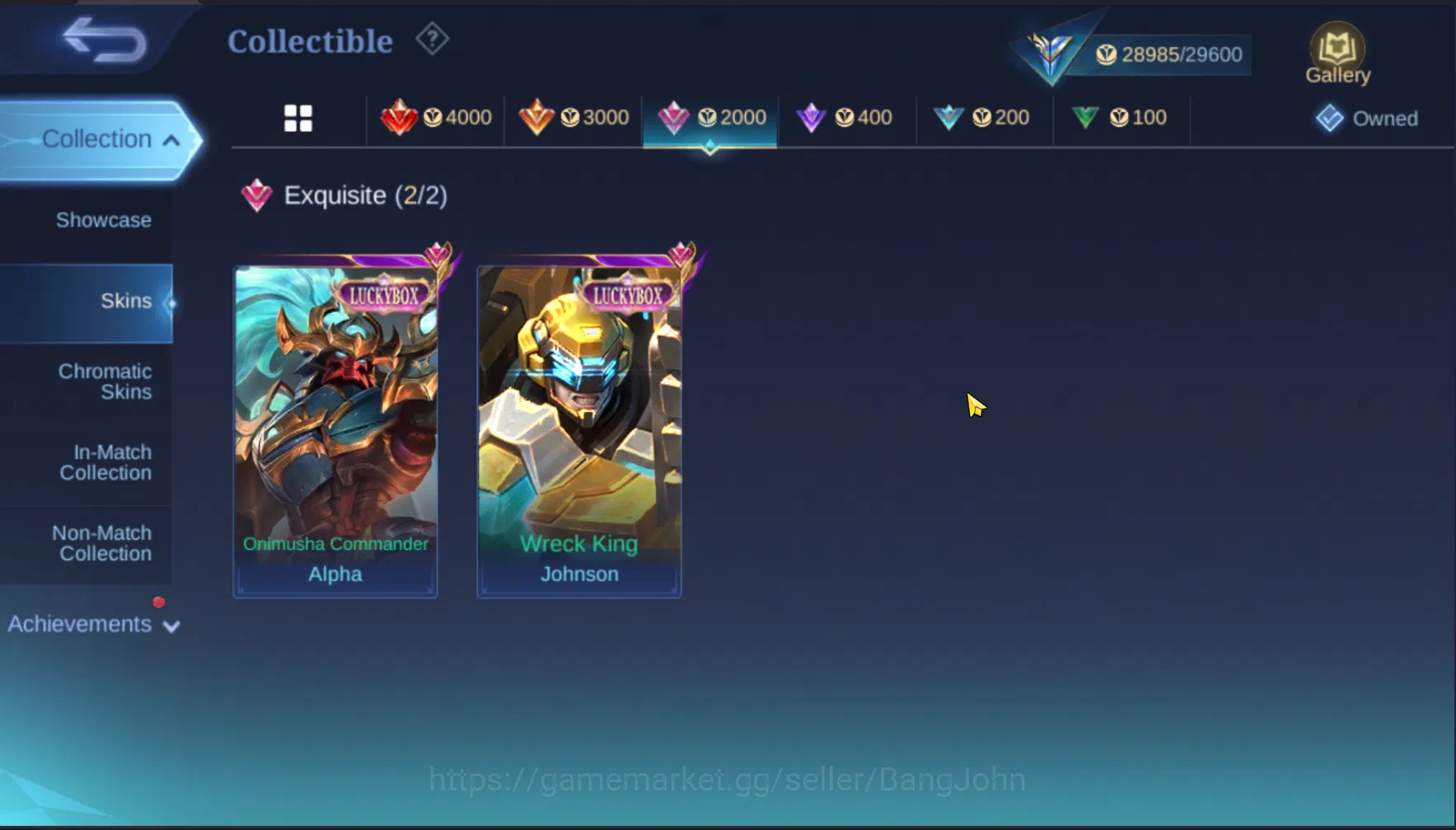 Mobile Legends: Bang Bang Accounts Others Hero 109 | Skin 135 | Emblem All Max | KOF Karina | LuckyBox Alpha | LuckyBox 5