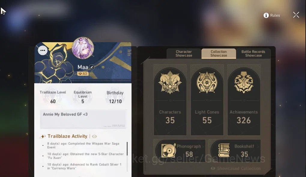 Honkai Star Rail Accounts Asia|TL 60|7 Limited|Aglaea+Sign,Castorice,Evernig image 9