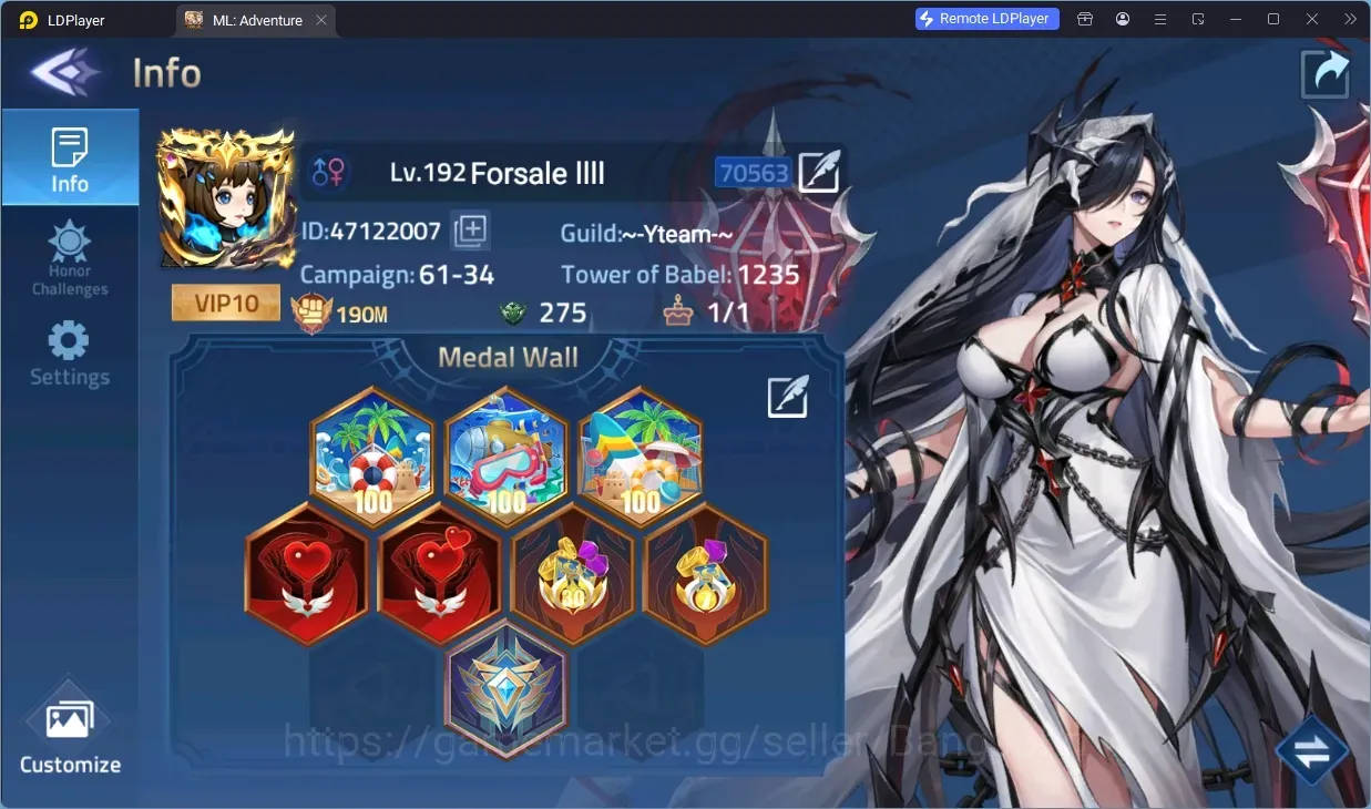 Mobile Legends: Adventure Accounts Global 705xx|Lv.192|190M Power|Camp 61-34|Vip 10|31 Awaken|5 UR |8 Epic|23 Elite|2,708 1