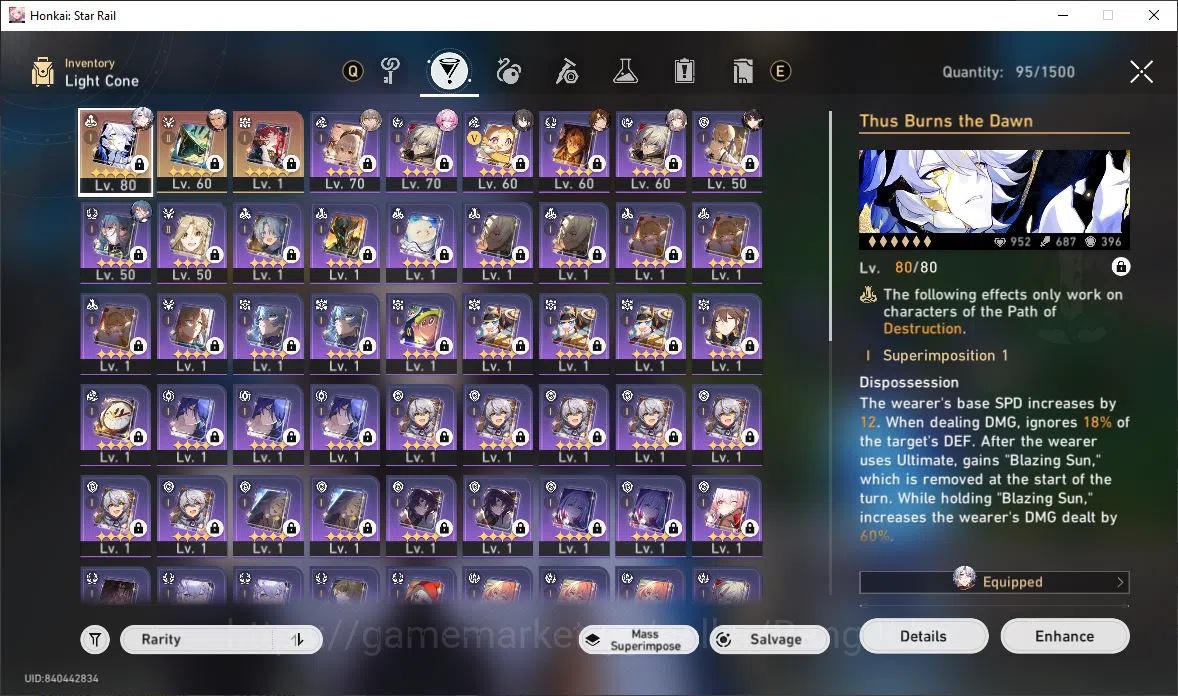 Honkai Star Rail Accounts [ASIA] TL 62 | 9 Limit | Phainon | Cyrene | Dan He image 9